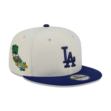 Load image into Gallery viewer, Los Angeles Dodgers New Era MLB 9FIFTY 950 Snapback Cap Hat Cream Crown Royal Blue Visor Royal Blue Logo Localized Map Side Patch

