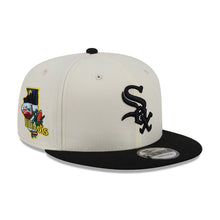 Load image into Gallery viewer, Chicago White Sox New Era MLB 9FIFTY 950 Snapback Cap Hat Cream Crown Black Visor Black Logo Localized Map Side Patch
