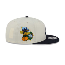Load image into Gallery viewer, Atlanta Braves New Era MLB 9FIFTY 950 Snapback Cap Hat Cream Crown Navy Blue Visor Navy Blue Logo Localized Map Side Patch
