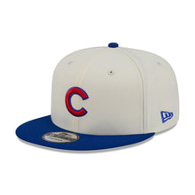 Load image into Gallery viewer, Chicago Cubs New Era MLB 9FIFTY 950 Snapback Cap Hat Cream Crown Royal Blue Visor Royal Blue Logo Localized Map Side Patch
