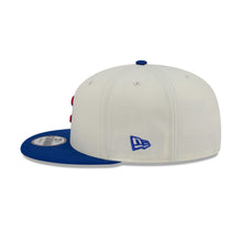 Load image into Gallery viewer, Chicago Cubs New Era MLB 9FIFTY 950 Snapback Cap Hat Cream Crown Royal Blue Visor Royal Blue Logo Localized Map Side Patch
