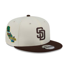 Load image into Gallery viewer, San Diego Padres New Era MLB 9FIFTY 950 Snapback Cap Hat Cream Crown Brown Visor Brown Logo Localized Map Side Patch
