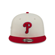 Load image into Gallery viewer, Philadelphia Phillies New Era MLB 9FIFTY 950 Snapback Cap Hat Cream Crown Red Visor Red/Blue Logo Localized Map Side Patch
