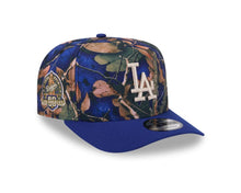 Load image into Gallery viewer, Los Angeles Dodgers New Era MLB 9FORTY 940 A-Frame Snapback Cap Hat Leaves Camo Crown Royal Blue Visor Tan Logo 50th Anniversary Patch
