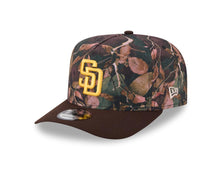 Load image into Gallery viewer, San Diego Padres New Era MLB9FORTY 940 A-Frame Snapback Cap Hat Leaves Camo Crown Brown Visor Yellow Logo 50th Anniversary Side Patch
