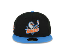Load image into Gallery viewer, San Diego Gulls New Era AHL 59FIFTY 5950 Fitted Cap Hat Black Crown Blue Visor Default Team Logo SD Side Patch Gray UV
