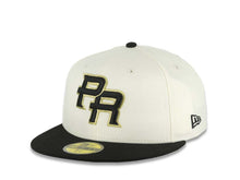 Load image into Gallery viewer, Puerto Rico New Era 59FIFTY 5950 Fitted Cap Hat Chrome White Crown Black Visor Black/Metallic Gold Logo WBC Back Logo Puerto Rico Flag Side Patch
