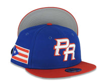 Load image into Gallery viewer, (Youth)Puerto Rico New Era 9FIFTY 950 Kid Snapback Cap Hat Ligh Royal Blue Crown Red Visor Red/White Logo Puerto Rico Flag Side Patch Gray UV
