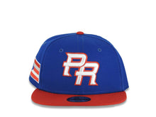 Load image into Gallery viewer, (Youth)Puerto Rico New Era 9FIFTY 950 Kid Snapback Cap Hat Ligh Royal Blue Crown Red Visor Red/White Logo Puerto Rico Flag Side Patch Gray UV
