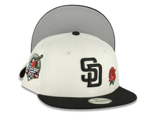 Load image into Gallery viewer, (Youth)San Diego Padres New Era MLB 9FIFTY 950 Kid Snapback Cap Hat Cream Crown Black Visor Black Logo With Rose 40th Anniversary Side Patch
