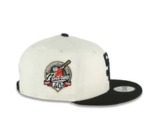 Load image into Gallery viewer, (Youth)San Diego Padres New Era MLB 9FIFTY 950 Kid Snapback Cap Hat Cream Crown Black Visor Black Logo With Rose 40th Anniversary Side Patch
