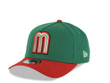 Load image into Gallery viewer, Mexico New Era 9FORTY 940 Adjustable A-Frame Cap Hat Green Crown Red Visor Default Logo WBC World Baseball Classic Side Patch Gray UV
