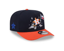 Load image into Gallery viewer, Houston Astros New Era MLB 9FIFTY 950 Snapback A-Frame Cap Hat Navy Blue Crown Orange Visor Team Color Logo With Cartoon Gray UV
