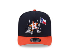Load image into Gallery viewer, Houston Astros New Era MLB 9FIFTY 950 Snapback A-Frame Cap Hat Navy Blue Crown Orange Visor Team Color Logo With Cartoon Gray UV
