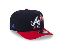Load image into Gallery viewer, Atlanta Braves New Era MLB 9FIFTY 950 Snapback A-Frame Cap Hat Navy Blue Crown Red Visor White/Sky Blue Logo With Cartoon Gray UV
