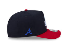 Load image into Gallery viewer, Atlanta Braves New Era MLB 9FIFTY 950 Snapback A-Frame Cap Hat Navy Blue Crown Red Visor White/Sky Blue Logo With Cartoon Gray UV
