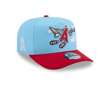 Load image into Gallery viewer, Los Angeles Anaheim Angels New Era MLB 9FIFTY 950 Snapback A-Frame Cap Hat Sky Blue Crown Red Visor Team Color Logo With Cart0on Gray UV
