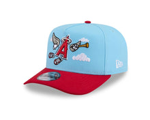 Load image into Gallery viewer, Los Angeles Anaheim Angels New Era MLB 9FIFTY 950 Snapback A-Frame Cap Hat Sky Blue Crown Red Visor Team Color Logo With Cart0on Gray UV
