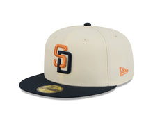 Load image into Gallery viewer, (Youth) San Diego Padres New Era MLB 59FIFTY 5950 Kid Fitted Cap Hat Chrome White Crown Navy Blue Visor Orange/Navy Logo (2026 City Connect 2.0)
