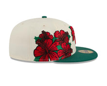 Load image into Gallery viewer, Puerto Rico New Era WBC 59FIFTY 5950 Fitted Cap Hat Cream Crown Green Visor Red/Green Logo With Rose

