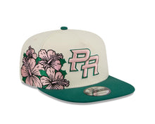 Load image into Gallery viewer, Puerto Rico New Era WBC 9FIFTY 950 Snapback A-Frame Cap Hat Cream Crown Green Visor Pink/Green Logo With Rose
