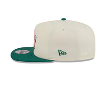 Load image into Gallery viewer, Puerto Rico New Era WBC 9FIFTY 950 Snapback A-Frame Cap Hat Cream Crown Green Visor Pink/Green Logo With Rose
