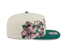 Load image into Gallery viewer, Puerto Rico New Era WBC 9FIFTY 950 Snapback A-Frame Cap Hat Cream Crown Green Visor Pink/Green Logo With Rose
