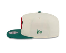 Load image into Gallery viewer, Puerto Rico New Era WBC 9FIFTY 950 Snapback A-Frame Cap Hat Cream Crown Green Visor Red/Green Logo With Rose
