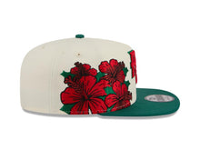 Load image into Gallery viewer, Puerto Rico New Era WBC 9FIFTY 950 Snapback A-Frame Cap Hat Cream Crown Green Visor Red/Green Logo With Rose
