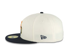 Load image into Gallery viewer, San Diego Padres New Era MLB 59FIFTY 5950 Fitted Cap Hat Chrome White Crown Navy Blue Visor Orange/Navy/Yellow Logo 1998 World Series Side Patch
