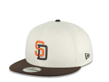 Load image into Gallery viewer, San Diego Padres New Era MLB 9FIFTY 950 Snapback Cap Hat Chrome White Crown Dark Brown Visor Orange/Dark Brown Logo 40th Anniversary Side Patch
