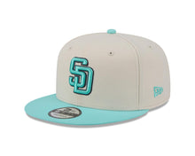 Load image into Gallery viewer, San Diego Padres New Era MLB 9FIFTY 950 Snapback Cap Hat Cream Crown Light Teal Visor Light Teal/Gray Logo (Color Pack)
