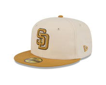 Load image into Gallery viewer, San Diego Padres New Era MLB 59FIFTY 5950 Fitted Cap Hat Cream Crown Light Brown Visor Light Brown/Brown Logo (Color Pack)
