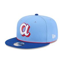 Load image into Gallery viewer, Atlanta Braves New Era MLB 9FIFTY 950 Snapback Cap Hat Sky Blue Crown Royal Blue Visor White/Red Logo Gray UV (2026 City Connect)
