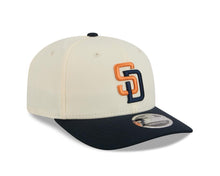 Load image into Gallery viewer, San Diego Padres New Era MLB 9SEVENTY 970 Snapback Cap Hat Chrome White Crown Navy Blue Visor Orange/Navy Logo Navy Blue UV (2026 City Connect 2.0)
