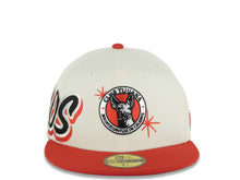 Load image into Gallery viewer, Xolos de Tijuana New Era Liga MX 59FIFTY 5950 Fitted Cap Hat Cream Crown Red Visor Team Color Logo Xolos Script Side Patch Red UV
