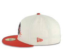 Load image into Gallery viewer, Xolos de Tijuana New Era Liga MX 59FIFTY 5950 Fitted Cap Hat Cream Crown Red Visor Team Color Logo Xolos Script Side Patch Red UV

