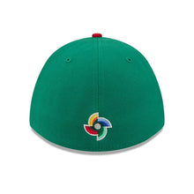 Load image into Gallery viewer, Mexico New Era WBC World Baseball Classic  39THIRTY 3930 Flexfit Cap Hat Green Crown Red Visor Team Color Logo Mexico Flag Side Patch 
