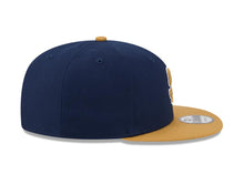 Load image into Gallery viewer,  San Diego Padres New Era MLB 9FIFTY 950 Snapback Cap Hat Navy Blue Crown Light Brown Visor Light Brown/White Logo
