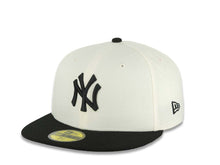 Load image into Gallery viewer, New York Yankees New Era MLB 59FIFTY 5950 Fitted Cap Hat Cream Crown Black Visor Black Logo 2024 World Series Side Patch Gray UV
