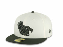Load image into Gallery viewer, Mexico Aztec New Era 59FIFTY 5950 Fitted Cap Hat Chrome White Crown Dark Green Visor Green/Black Headress Logo Aztec Calendar Side Patch Gray UV
