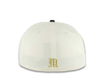 Load image into Gallery viewer, Mexico Aztec New Era 59FIFTY 5950 Fitted Cap Hat Chrome White Crown Black Visor Red/Metallic Gold Headress Logo Aztec Calendar Side Patch Gray UV
