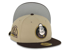 Load image into Gallery viewer, San Diego Padres New Era MLB 59FIFTY 5950 Fitted Cap Hat Khaki Crown Dark Brown Visor Team Color Mascot Logo 10 Years Petcopark Side Patch
