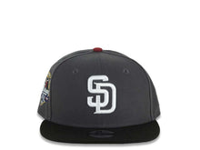 Load image into Gallery viewer, (Youth) San Diego Padres New Era MLB 9FIFTY 950 Kid Snapback Cap Hat Dark Gray Crown Black Visor White Logo 40th Anniversary Side Patch Gray UV
