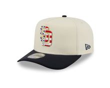Load image into Gallery viewer, San Diego Padres New Era MLB 9FIFTY 950 Snapback A-Frame Cap Hat Cream Crown Navy Visor White/Red Logo 250th Anniversary Side Patch (2026 4th of July)
