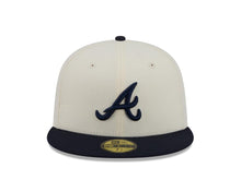 Load image into Gallery viewer, Atlanta Braves New Era MLB 59FIFTY 5950 Fitted Cap Hat Chrome White Crown Navy Blue Visor Navy Blue Logo Gray UV
