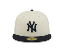 Load image into Gallery viewer, New York Yankees New Era MLB 59FIFTY 5950 Fitted Cap Hat Chrome White Crown Navy Blue Visor Navy Blue Logo Gray UV
