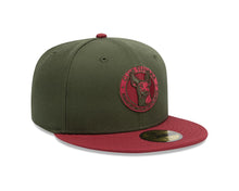 Load image into Gallery viewer, Xolos de Tijuana New Era Liga MX 59FIFTY 5950 Fitted Cap Hat Dark Olive Green Crown Maroon Visor Maroon/Olive Logo Gray UV
