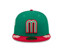 Load image into Gallery viewer, Mexico New Era 59FIFTY 5950 Fitted Cap Hat Green Crown Red Visor Team Color Logo Gray UV (Wordmark)
