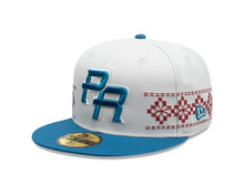 Load image into Gallery viewer, Puerto Rico New Era 59FIFTY 5950 Fitted Cap Hat Stone Crown Blue Visor Blue/White Logo Gray UV (Latin Embroidery)
